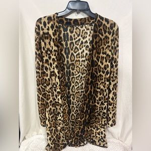 Leopard Print Long silk/polyester type top new w/o tags (thin material)